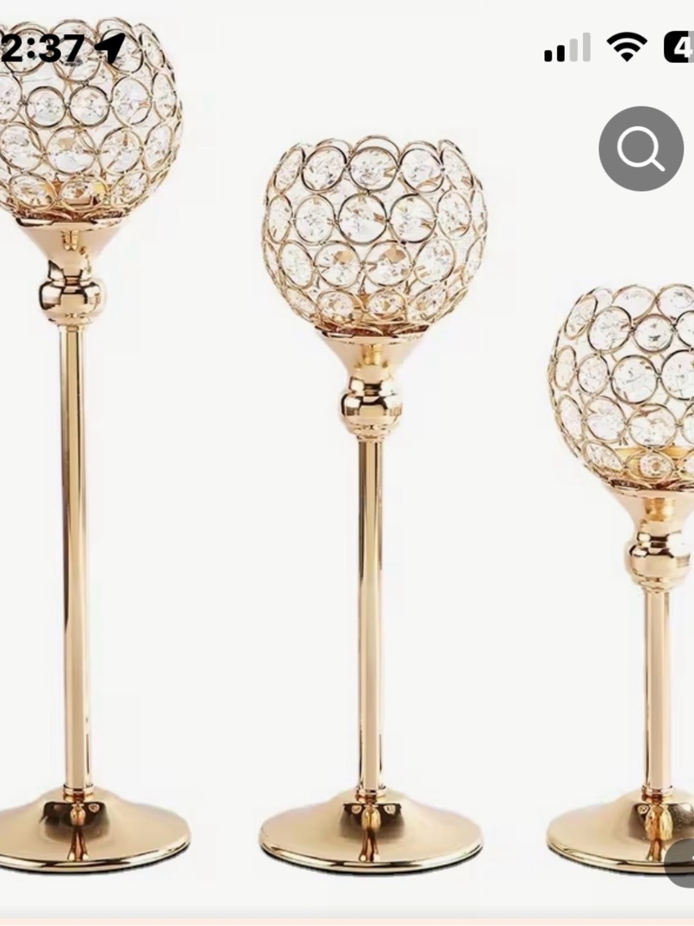 Gold Crystal Globe Candle Holders — Elegant Gold Set